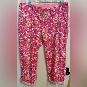 Lilly Pulitzer Women’s Whitney Resort Pink Chum Bucket Roll Up Pants Size 8 EUC